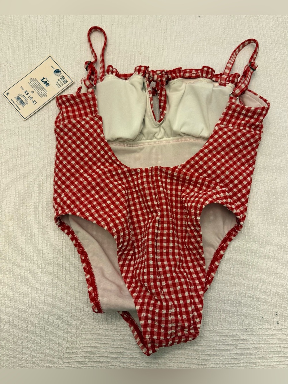 Lee Red and White Gingham Women's One-Piece Swimsuit Size XS 0-2 - Picture 5 of 12